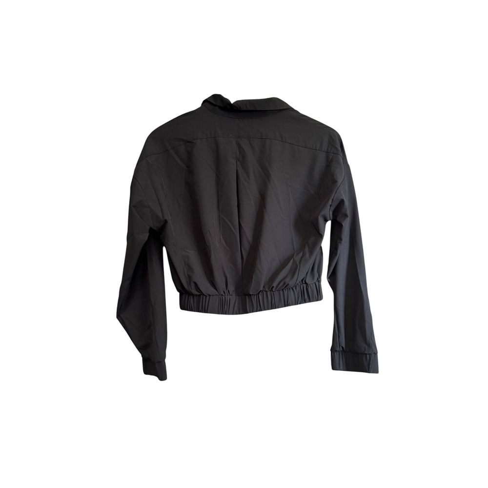 In Good State Windbreaker Jacket Womens Small Black Excellent Cropped Full Zip - Picture 8 of 8
